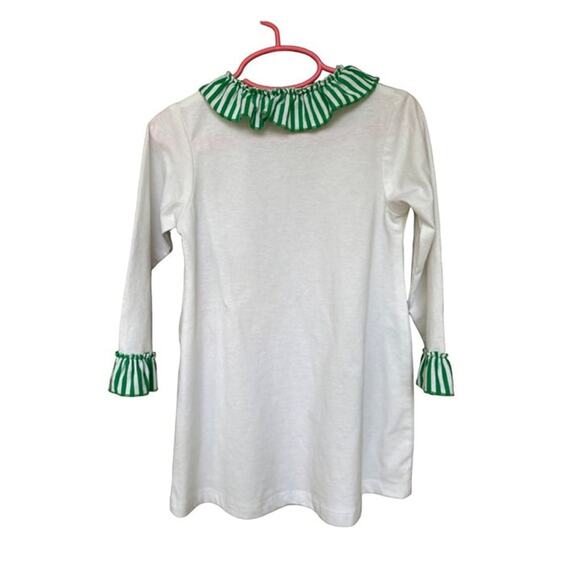 Bailey Boys Pumpkin Embroidered Dress With Green Striped Ruffle Trim Size 5 - Picture 4 of 4